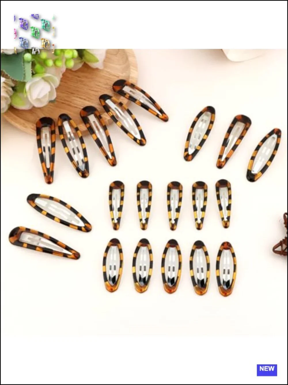 20 Pcs Tortoiseshell Snap Hair Clips, Teardrop Oval Barrettes, Non-Slip Hollow